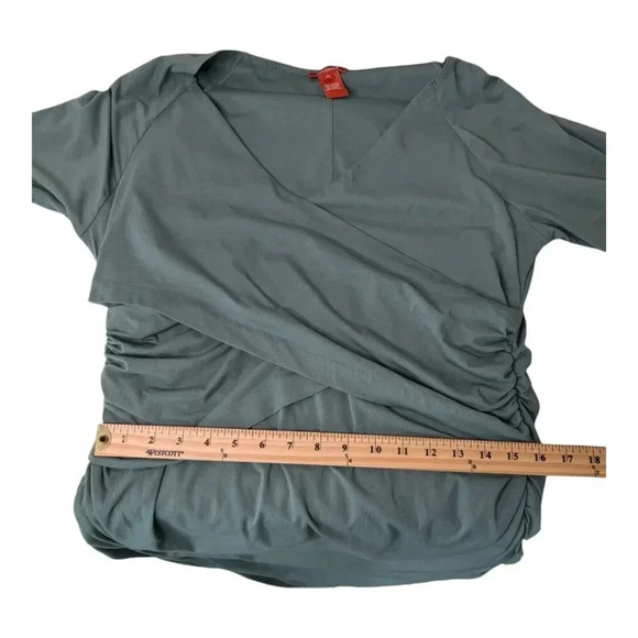 Sundance Womens Eternal Compliment Dress Green Faux Wrap Stretched Ruched Sz XL - Picture 11 of 14